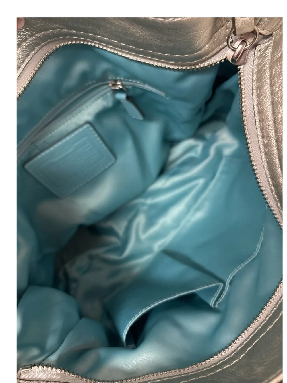 Y2K Coach Metallic Silver Leather Zoe Hobo Bag - Picture 7 of 13